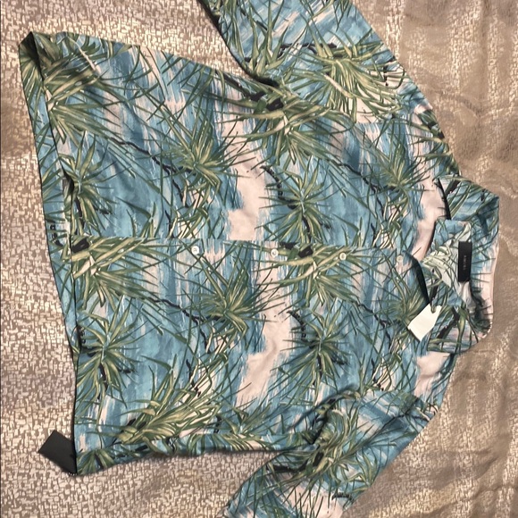 Blue and Green Tropical Print Shirt